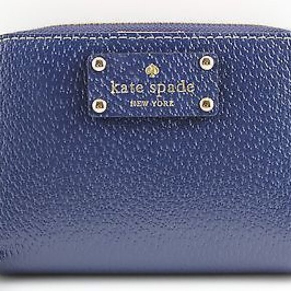 Kate Spade Cara Wellesley French Navy 491 Leather Bifold ID wallet GUC - Picture 1 of 4